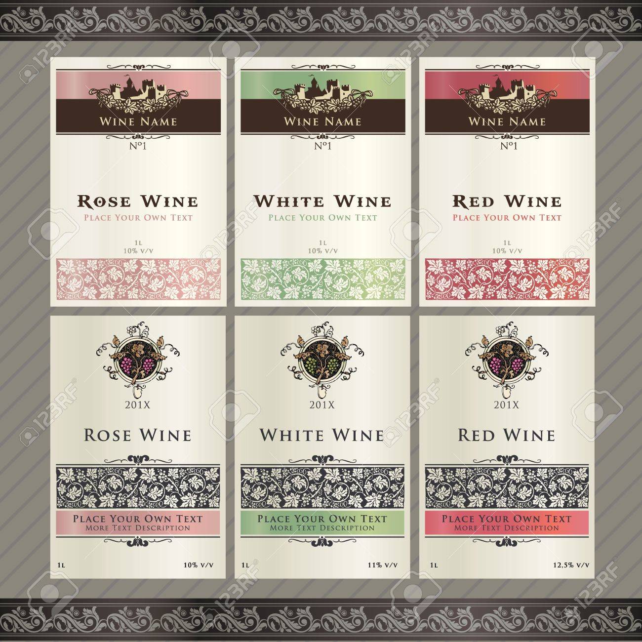 Set Of Wine Label Templates Royalty Free Cliparts Vectors And Stock Illustration Image