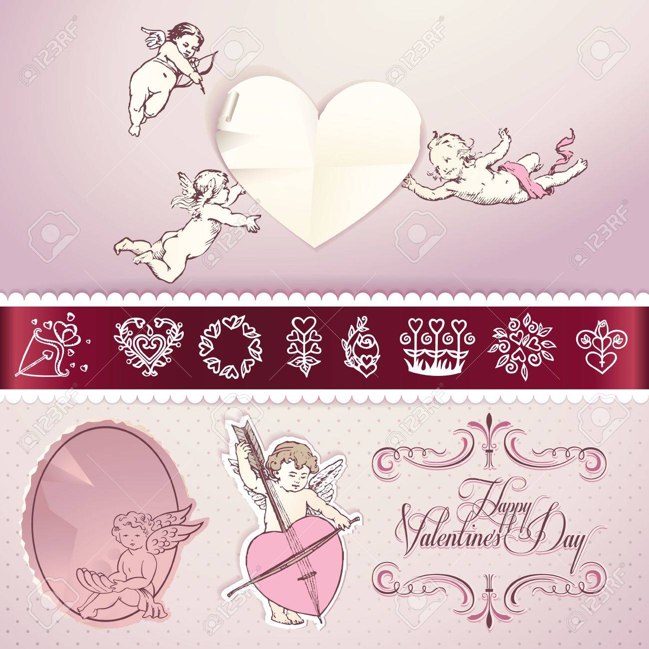Set of love elements for Valentines day,wedding, love letter, web and print materials - 12041802 Set of love elements for Valentines day,wedding, love letter, web and print materials - 12041802