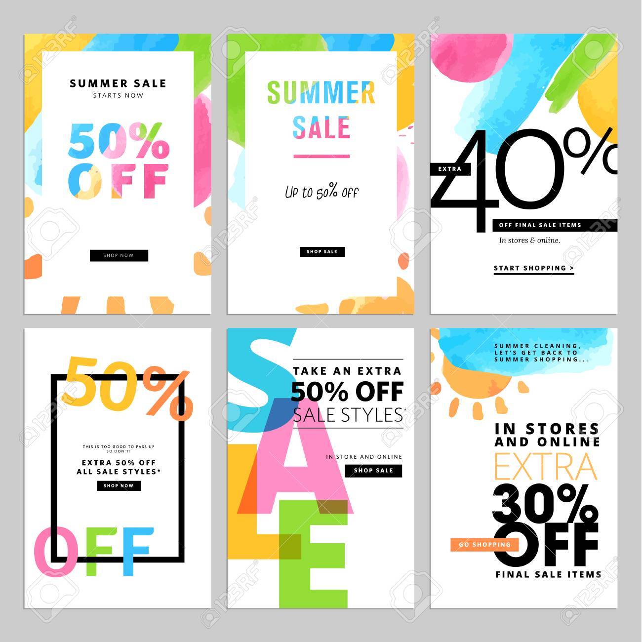 set of social media sale template illustrations for website and
