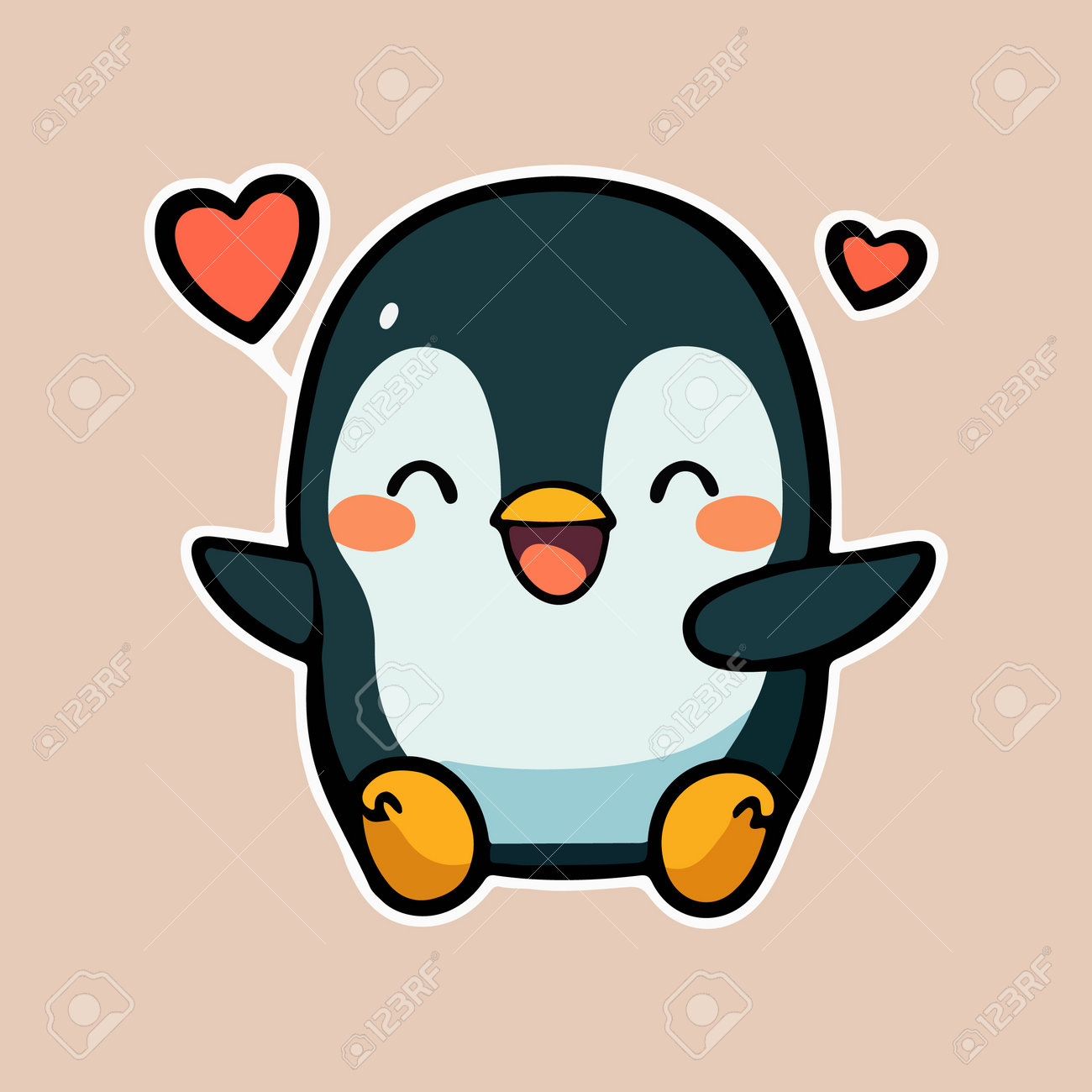 Cute Baby Penguin Love And Happy Expression Sticker, Flat Cartoon Style  Vector Illustration With Isolated Background Royalty Free SVG, Cliparts,  Vectors, and Stock Illustration. Image 204786517., image size:1300x1300