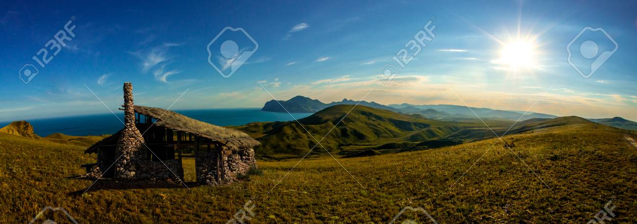 beauty nature landscape crimea mountain field and the old