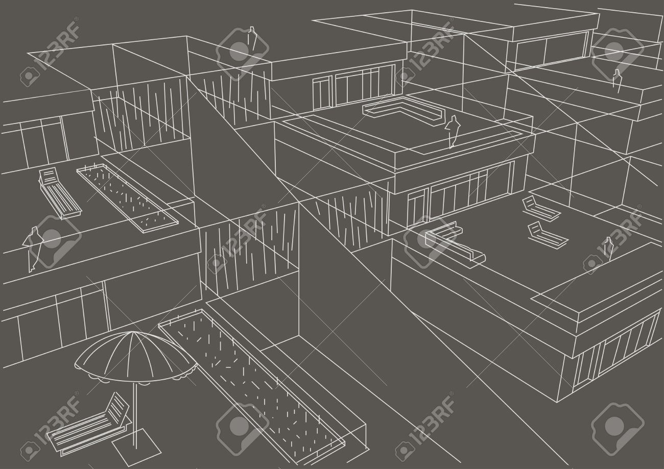 棚田線形の建築スケッチ住宅平面図灰色背景のイラスト素材 ベクタ Image 棚田線形の建築スケッチ住宅平面図灰色背景のイラスト素材 ベクタ Image