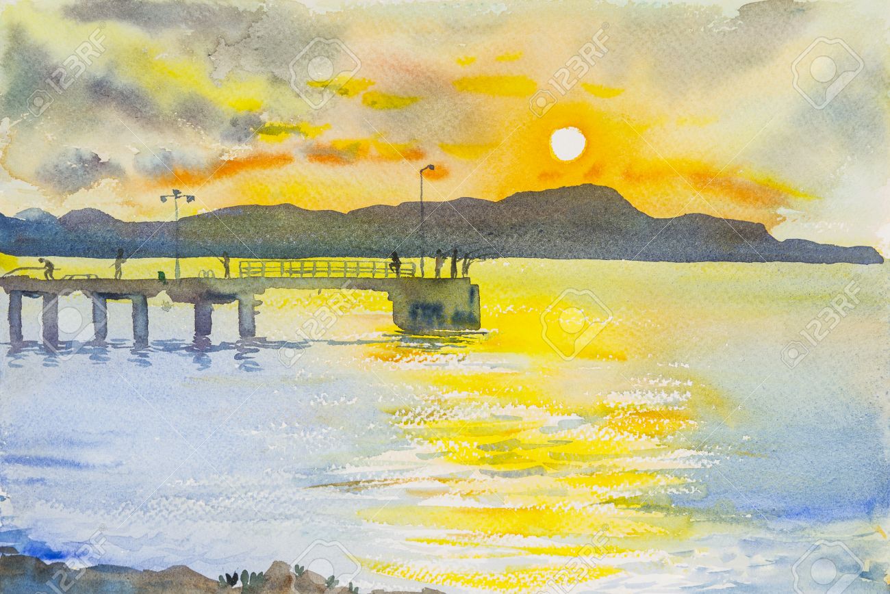 上品なスタイル 森の散歩道 水彩画 絵画 夕日を浴びて 絵画 タペストリ