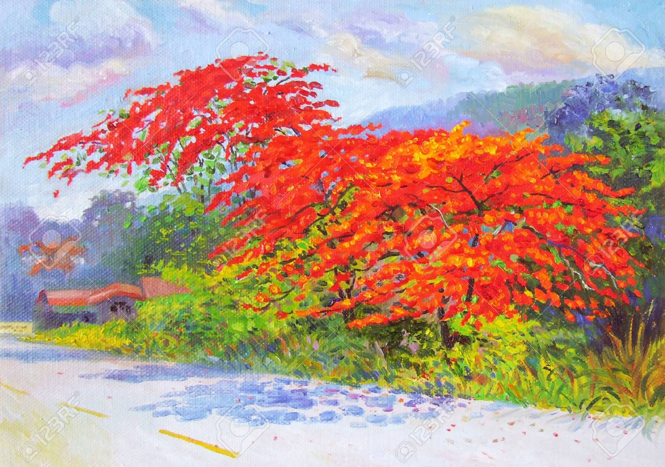 ◉深見東州 絵画 真如堂の「花の木」の紅葉は真っ盛り◉