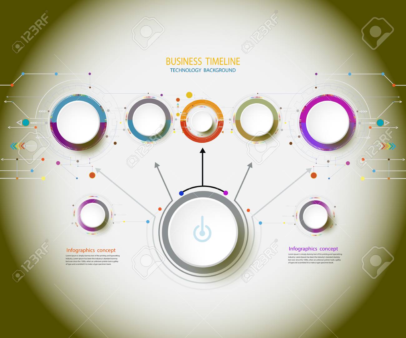 infographics design template with 3d paper label and technology
