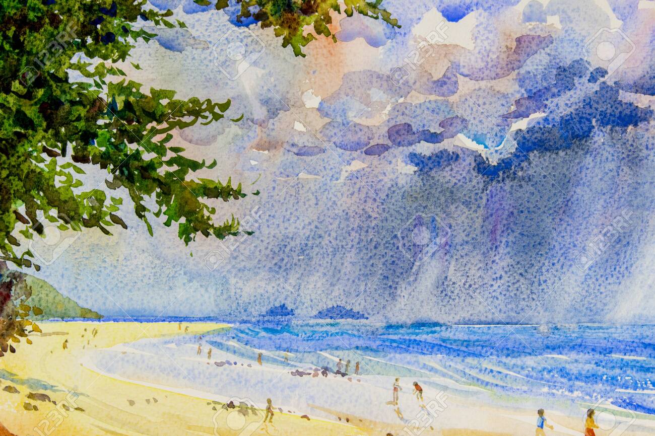 Watercolor Seascape Original Painting Colorful Of Rain Clouds Stock Photo Picture And Royalty Free Image Image Watercolor Seascape Original Painting Colorful Of Rain Clouds Stock Photo Picture And Royalty Free Image Image