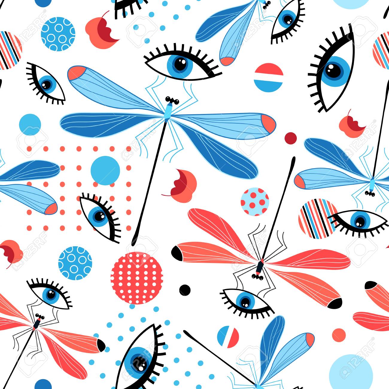 bright seamless dragonfly pattern