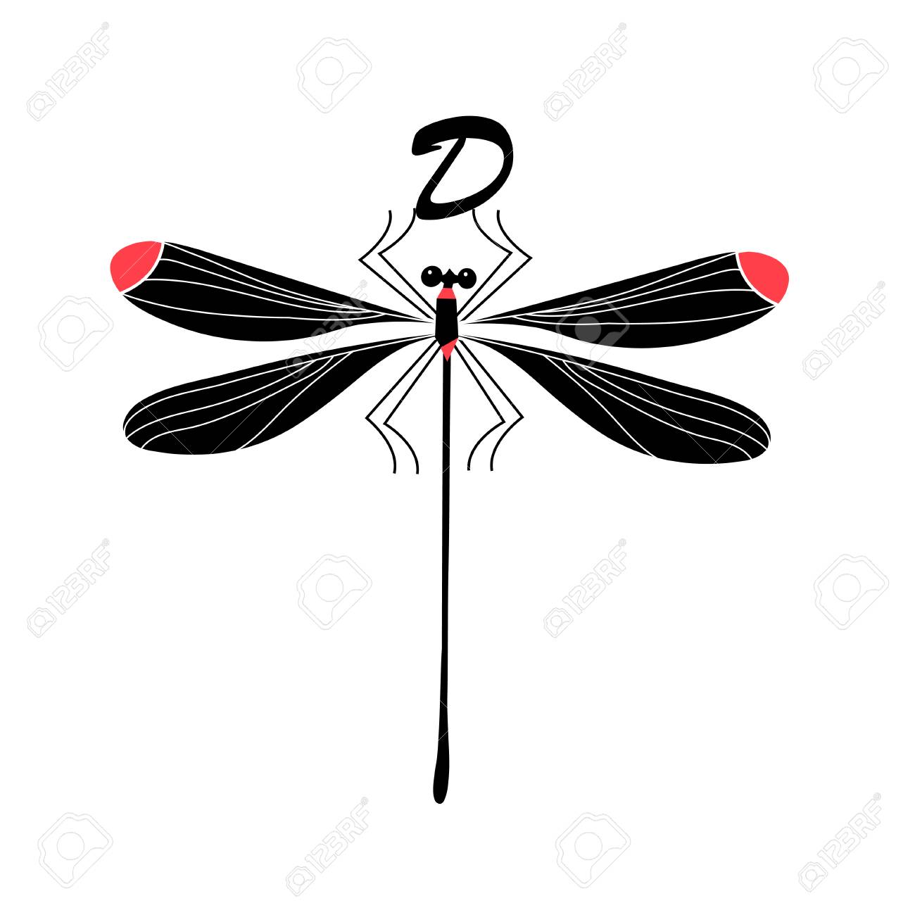 vector silhouette of a dragonfly on white background royalty free