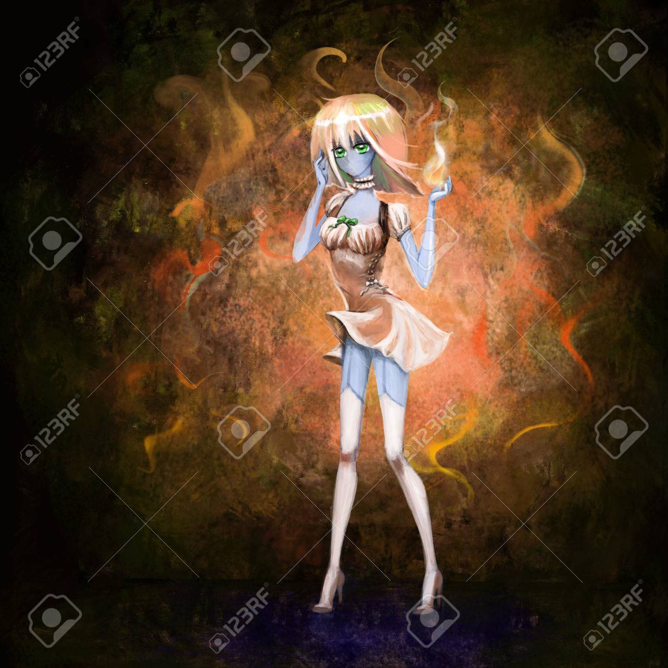 Anime gamer girl drawing