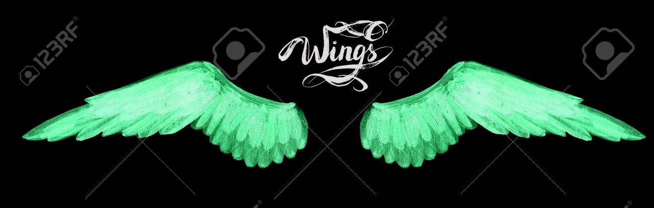 angel wings lettering drawing