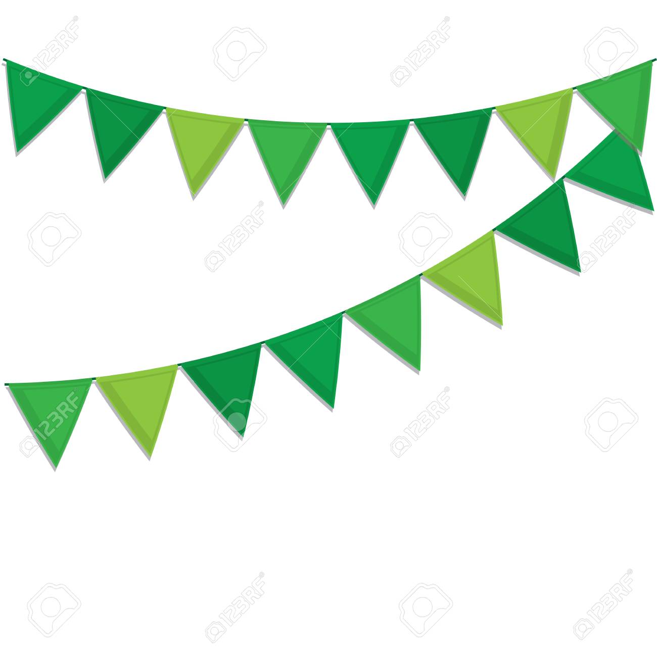 green decorative flags streamers