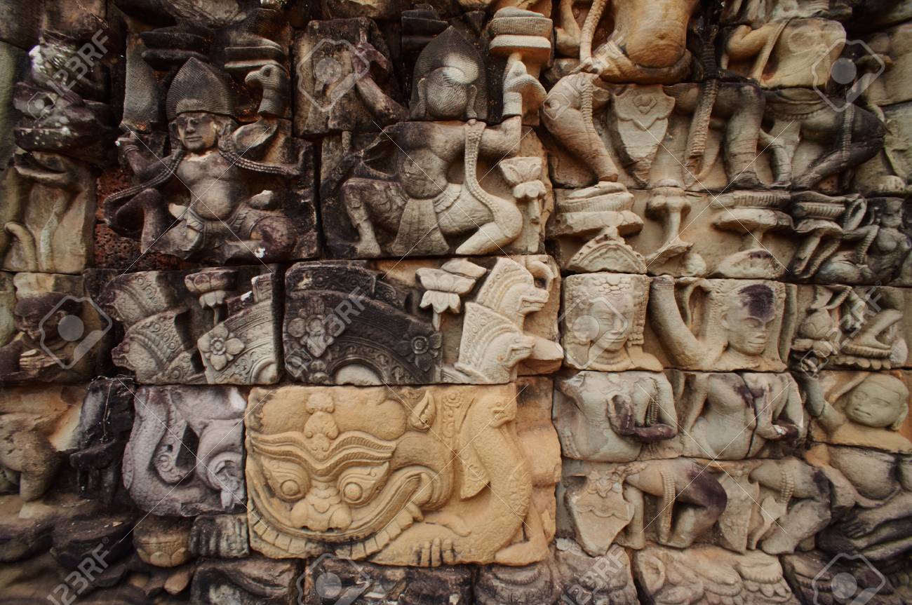 Relief carvings in ankor wat stock photo picture and royalty free Relief carvings in ankor wat stock photo picture and royalty free