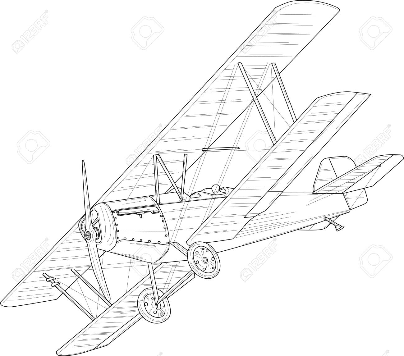 pic Coloring Pages Realistic Airplane Drawing retro vintage airplane realistic sketch template cartoon vector