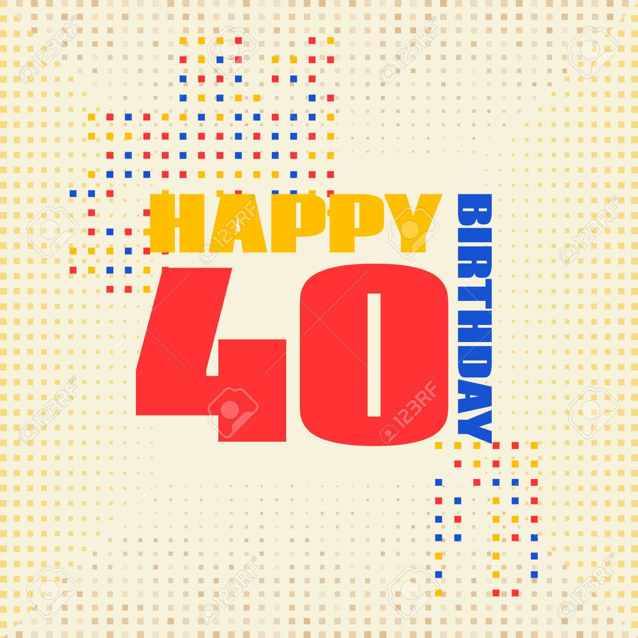 記念日カードの 40 歳の誕生日 ポスターや招待状を設計します メンフィス スタイル のイラスト素材 ベクタ Image