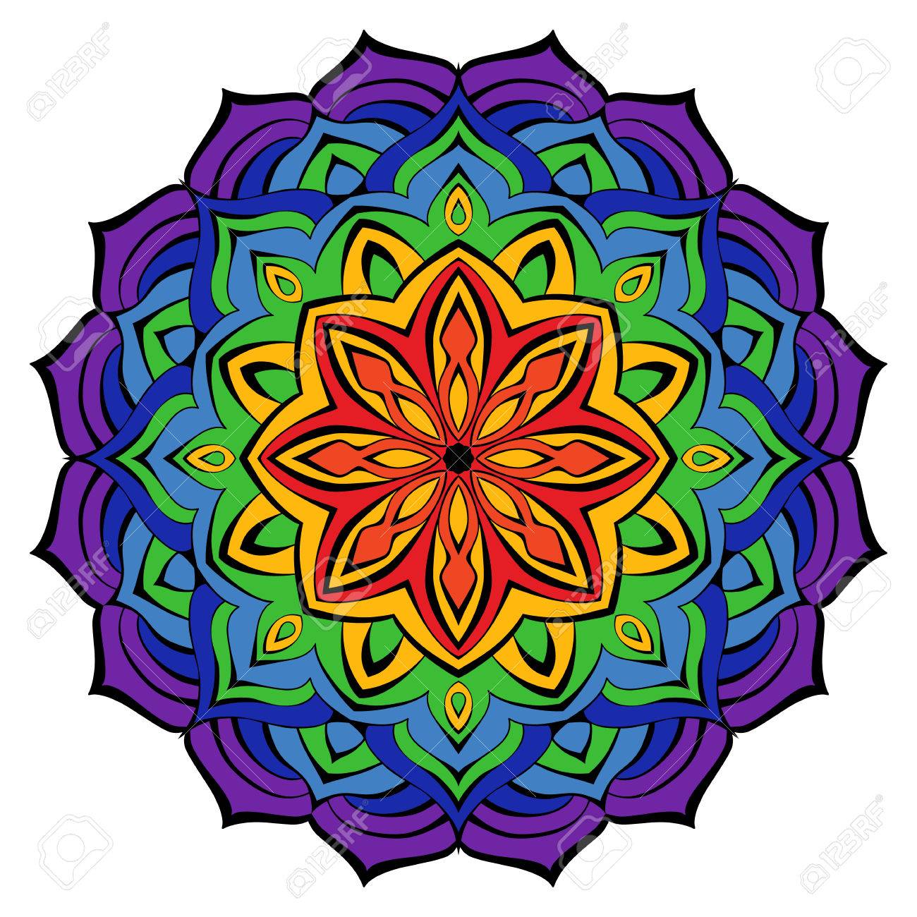 Beautiful Colorful Mandala. The Central Element In The Form Of Cinnamon  Flower. Royalty Free SVG, Cliparts, Vectors, and Stock Illustration. Image  56354095.