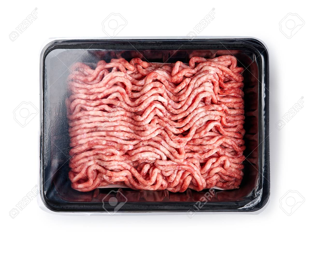 Download Plastic Tray With Raw Fresh Pork Minced Meat Isolated On White Stock Photo Picture And Royalty Free Image Image 112465955