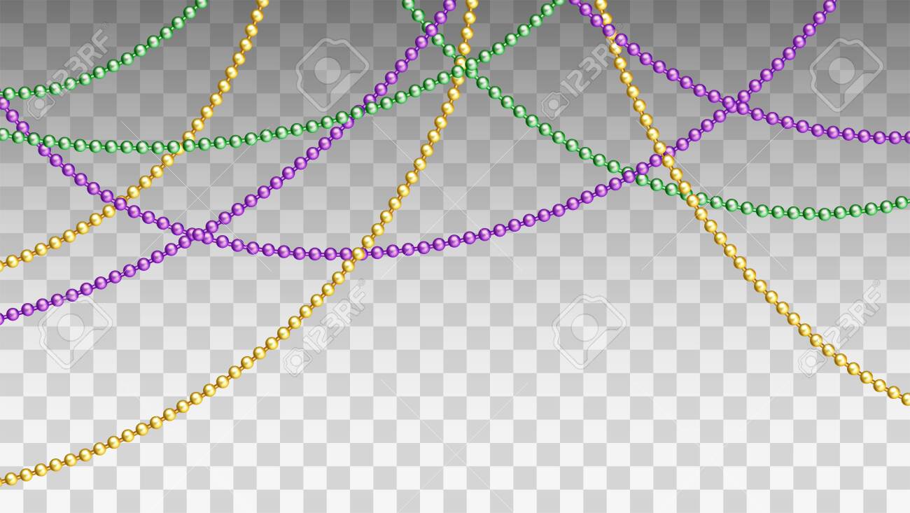Vector Illustration Of Mardi Gras Beads In Traditional Colors. Decorative  Glossy Realistic Elements For Design Mardi Gras. Beads Isolated On  Transparent Background. Клипарты, SVG, векторы, и Набор Иллюстраций Без  Оплаты Отчислений. Image