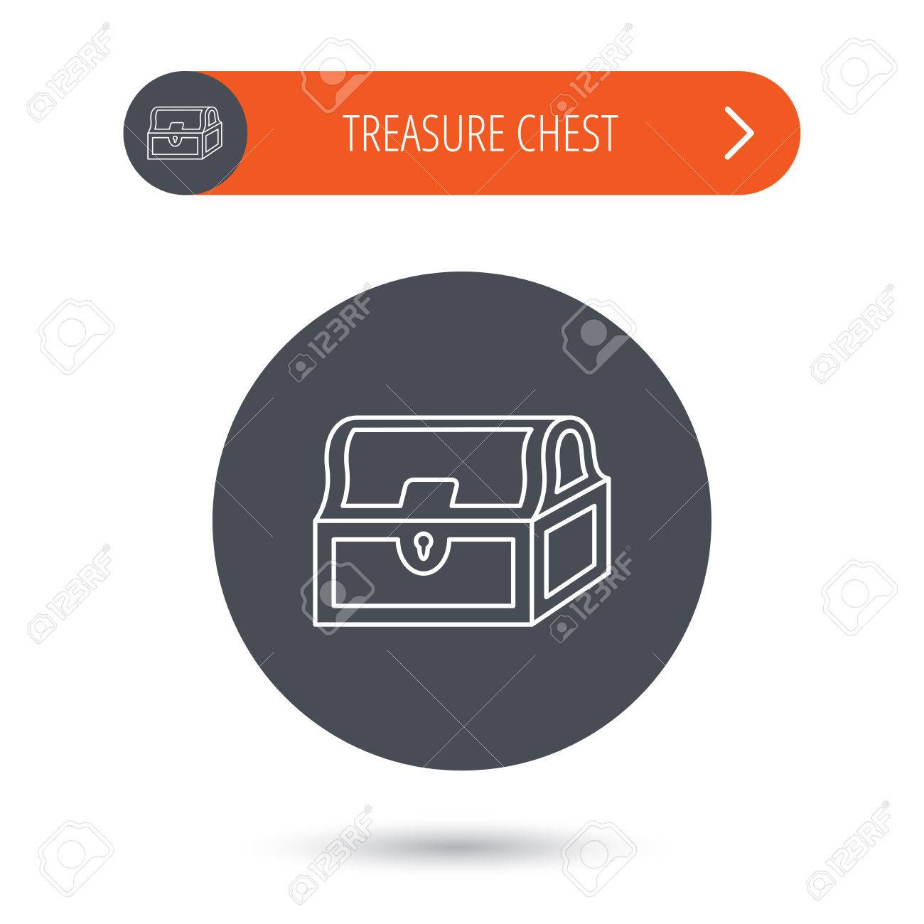 宝箱アイコン Piratic 自己の標識です 富のシンボル 灰色フラット丸ボタン オレンジ色のボタンの矢印 ベクトルのイラスト素材 ベクタ Image 4252