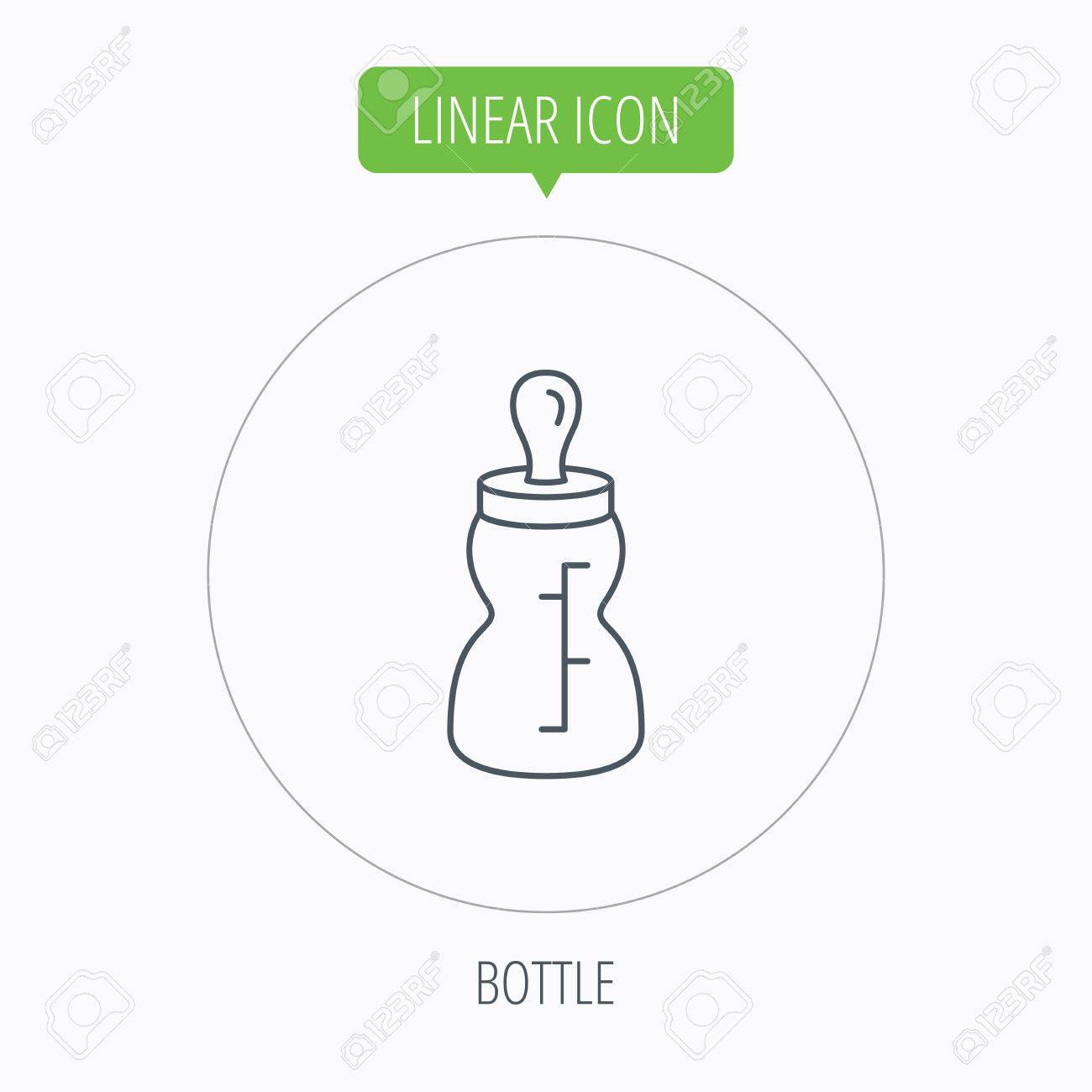 赤ちゃんの哺乳瓶のアイコン おしゃぶりのサインとガラスを飲みます 子食品のシンボル 線形の概要丸ボタン ベクトルのイラスト素材 ベクタ Image 4948