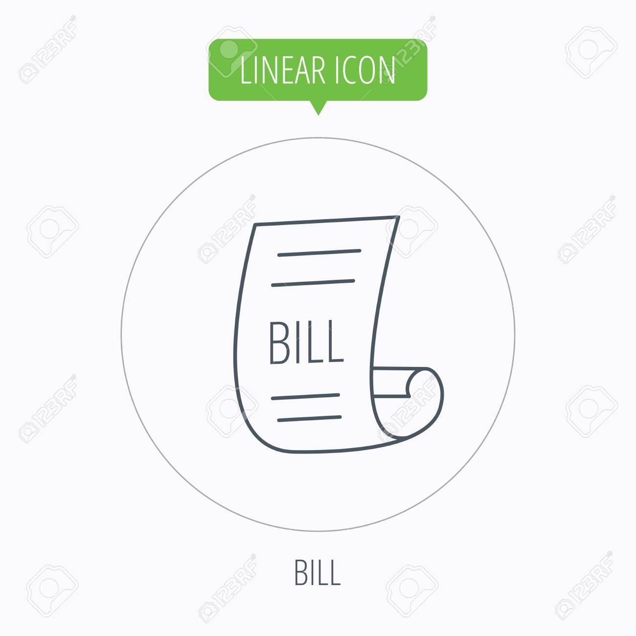 bill icon pay document sign business invoice or receipt symbol