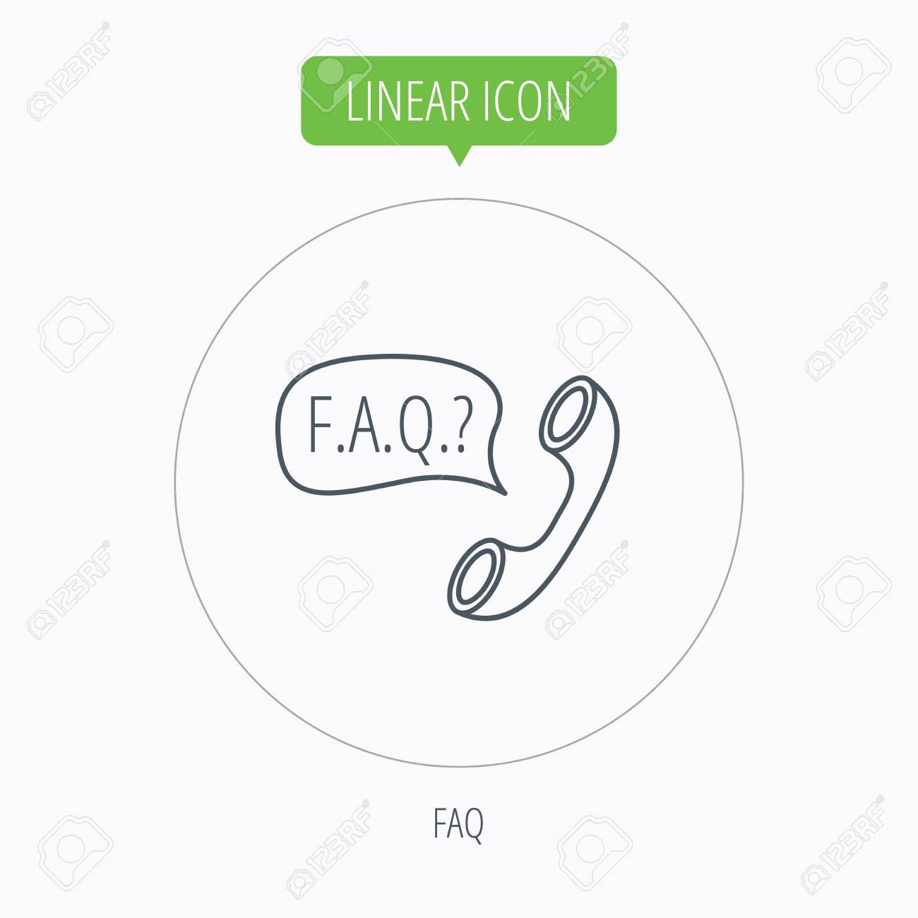 FAQ Значок Службы. Поддержка Пузырь Речи Знак. Телефон Символ. Линейная  Кнопка Контур Круга. Вектор Клипарты, SVG, векторы, и Набор Иллюстраций Без  Оплаты Отчислений. Image 44838632