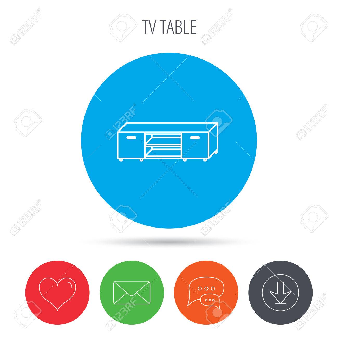 Tv Table Stand Icon Television Furniture Sign Mail Download