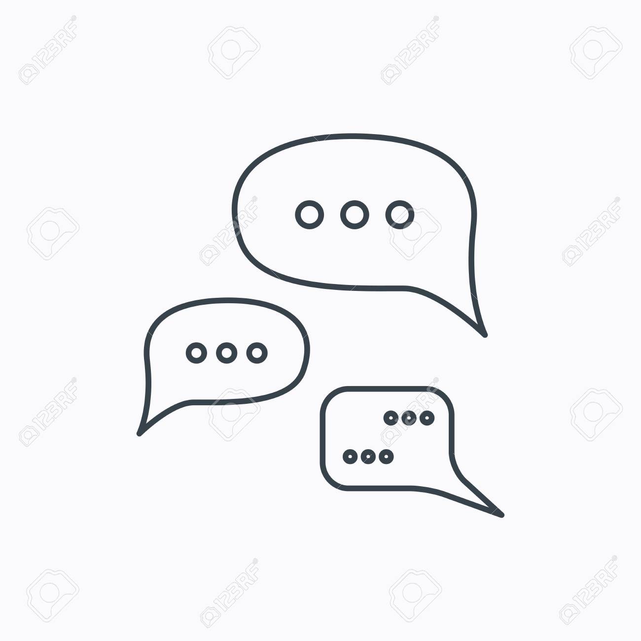 Conversation Icon. Chat Speech Bubbles Sign. Communication Clouds Symbol.  Linear Outline Icon On White Background. Vector Royalty Free SVG, Cliparts,  Vectors, and Stock Illustration. Image 46498781., image size:1300x1300