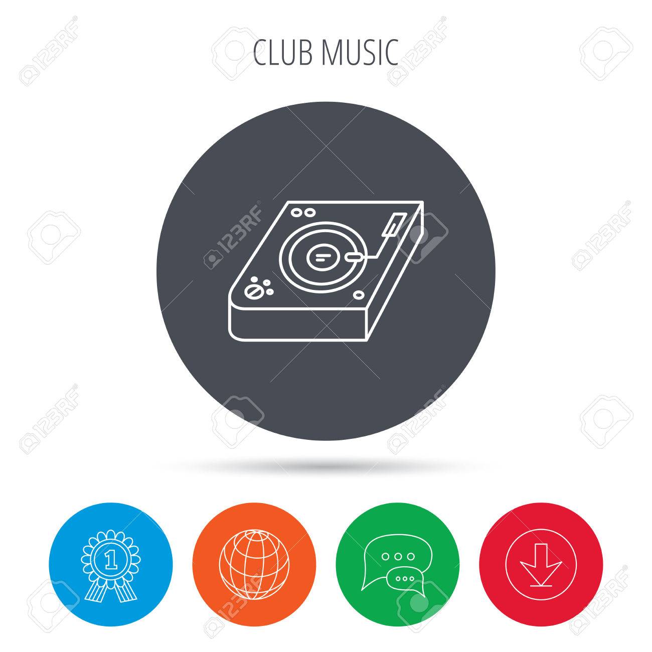 クラブ ミュージックのアイコン Dj トラック ミキサーの記号 ビニール混合シンボル グローブは ダウンロードや音声バブル ボタン 勝者の賞のシンボル ベクトルのイラスト素材 ベクタ Image