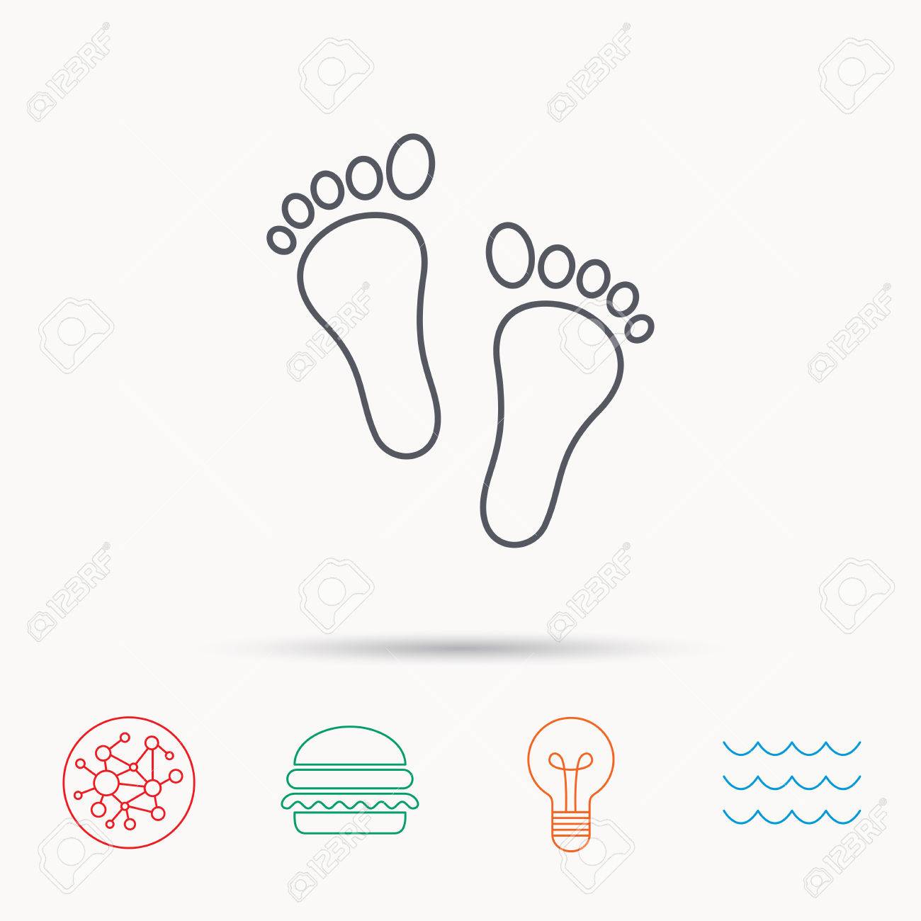 Icone Des Empreintes De Bebe Signe Des Pieds D Enfant Symbole Des Etapes Du Nouveau Ne Global Connect Network Wave Wave Et Burger Icons Symbole De Lampe Ampoule Clip Art Libres De Droits
