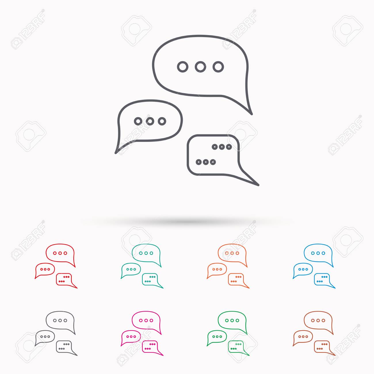 会話アイコン チャット音声泡サイン 通信雲記号です 白い背景に線形のアイコン のイラスト素材 ベクタ Image