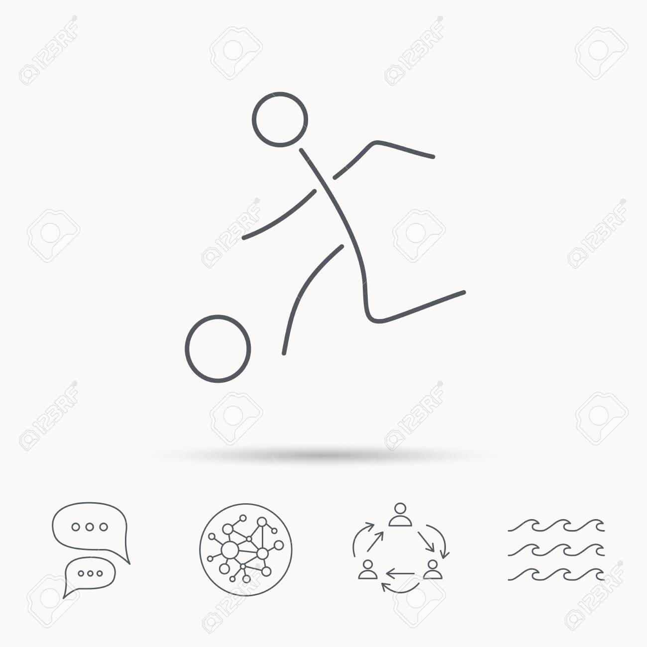 Fussball Symbol Fussball Sportzeichen Team Ziel Spiel Symbol Global Connect Netzwerk Ozeanwelle Und Chat Dialog Symbole Teamwork Symbol Lizenzfrei Nutzbare Vektorgrafiken Clip Arts Illustrationen Image