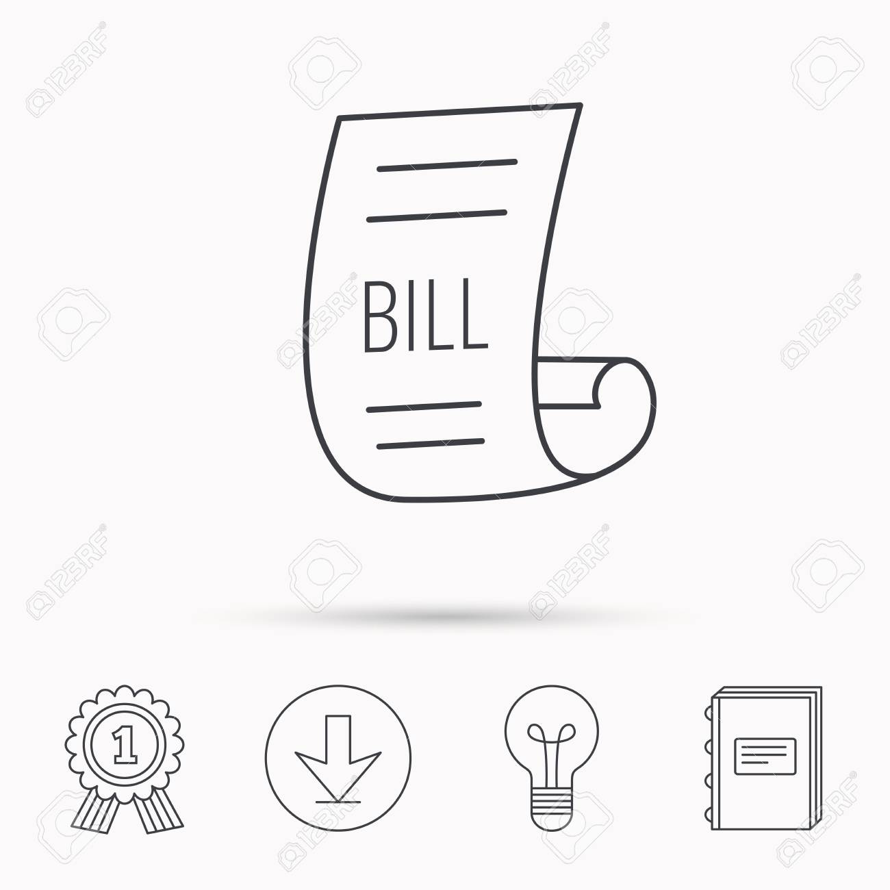 bill icon pay document sign business invoice or receipt symbol