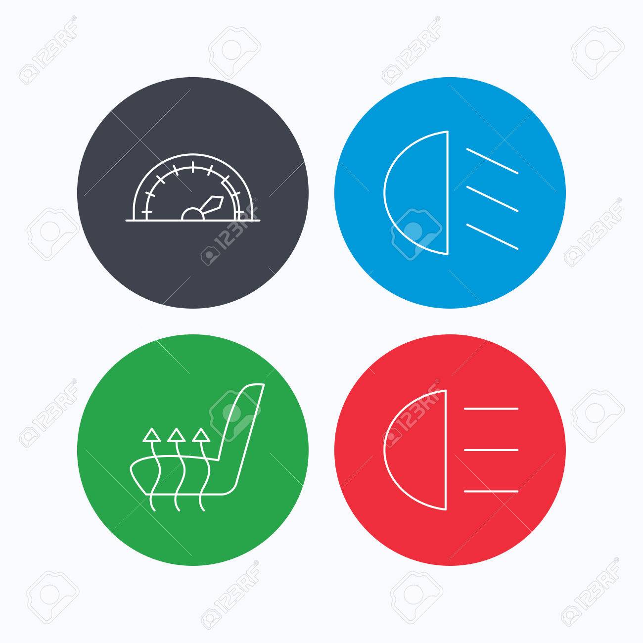 Speedometer Passing Fog Lights And Heated Seat Icons High Beams