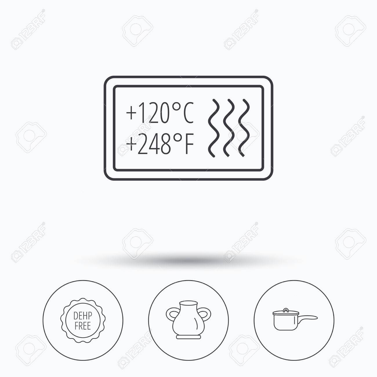 鍋 花瓶と耐熱性のアイコン Dehp フリー線形記号 サークル ボタンで線形のアイコン フラット Web シンボル ベクトルのイラスト素材 ベクタ Image