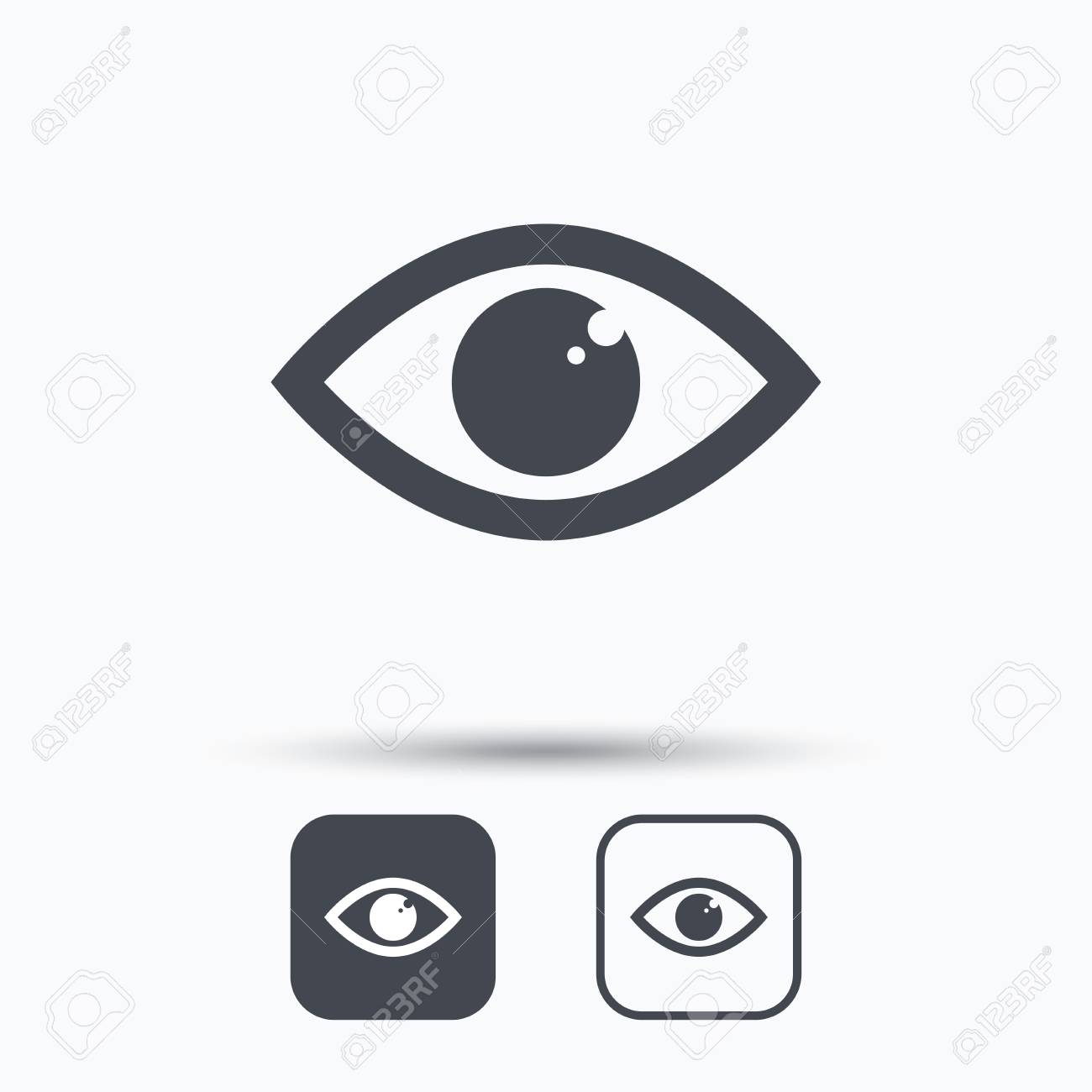 Cone De Olho Simbolo De Visao Do Globo Ocular Botoes Quadrados Com Icone Web Plana No Fundo Branco Vetor Ilustraciones Vectoriales Clip Art Vectorizado Libre De Derechos Image 66779987