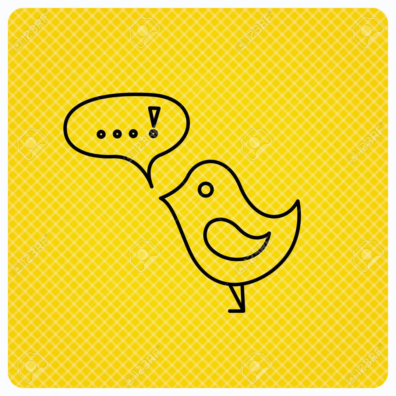Bird With Speech Bubble Icon Chat Talk Sign Cute Small Fowl Symbol Linear Icon On Orange Background Vector Royalty Free Cliparts Vectors And Stock Illustration Image