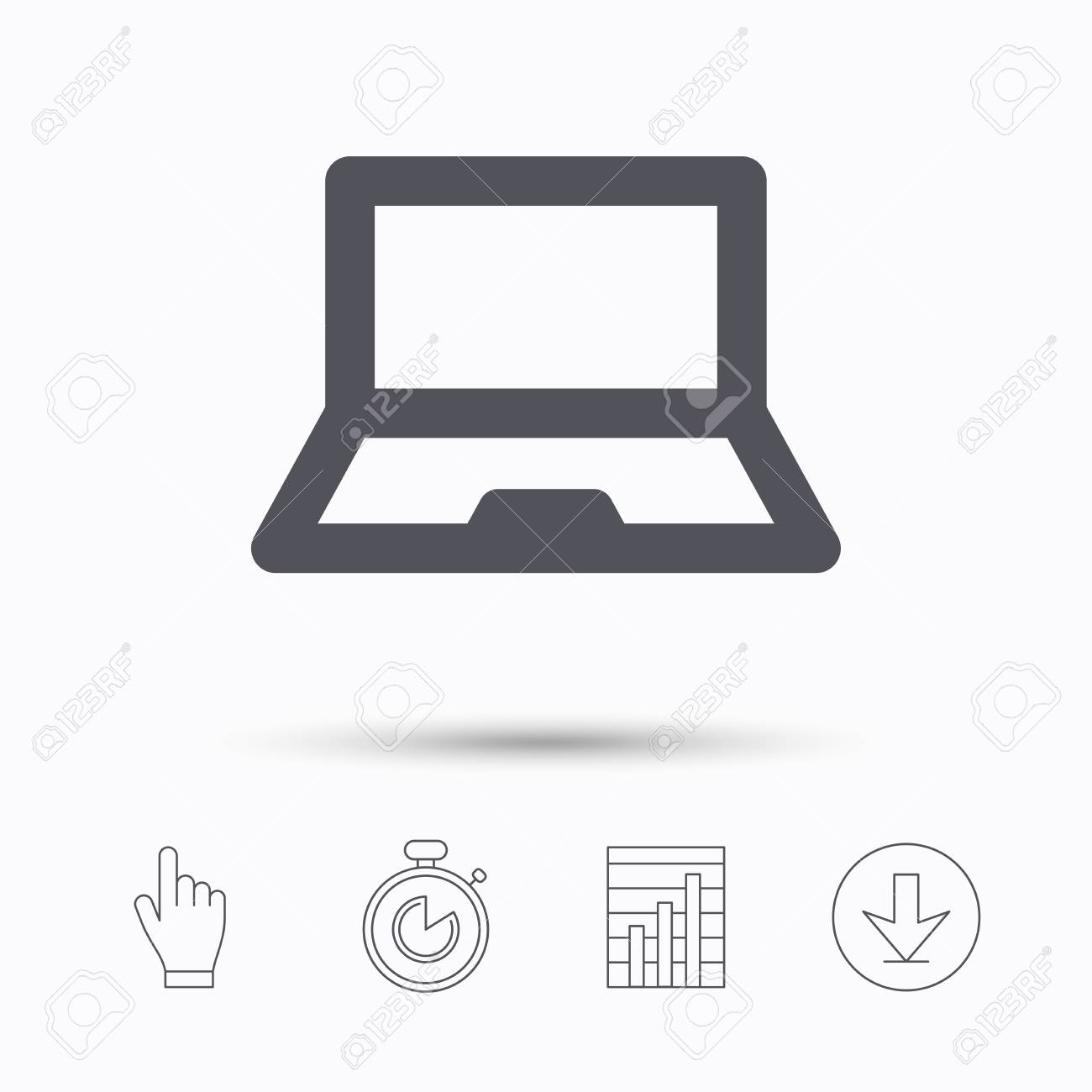 computer icon notebook or laptop pc symbol stopwatch timer