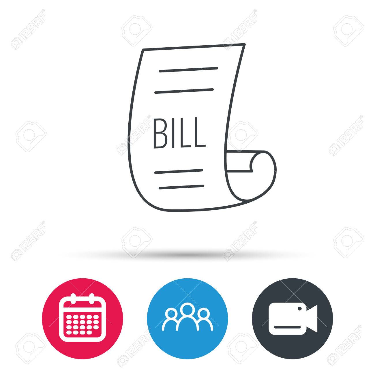 bill icon pay document sign business invoice or receipt symbol