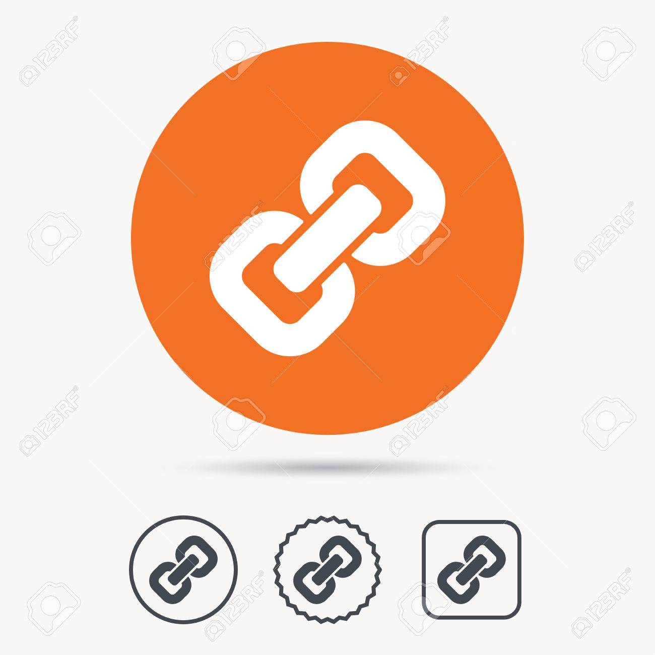 Chain Icon Internet Web Hyperlink Symbol Orange Circle Button