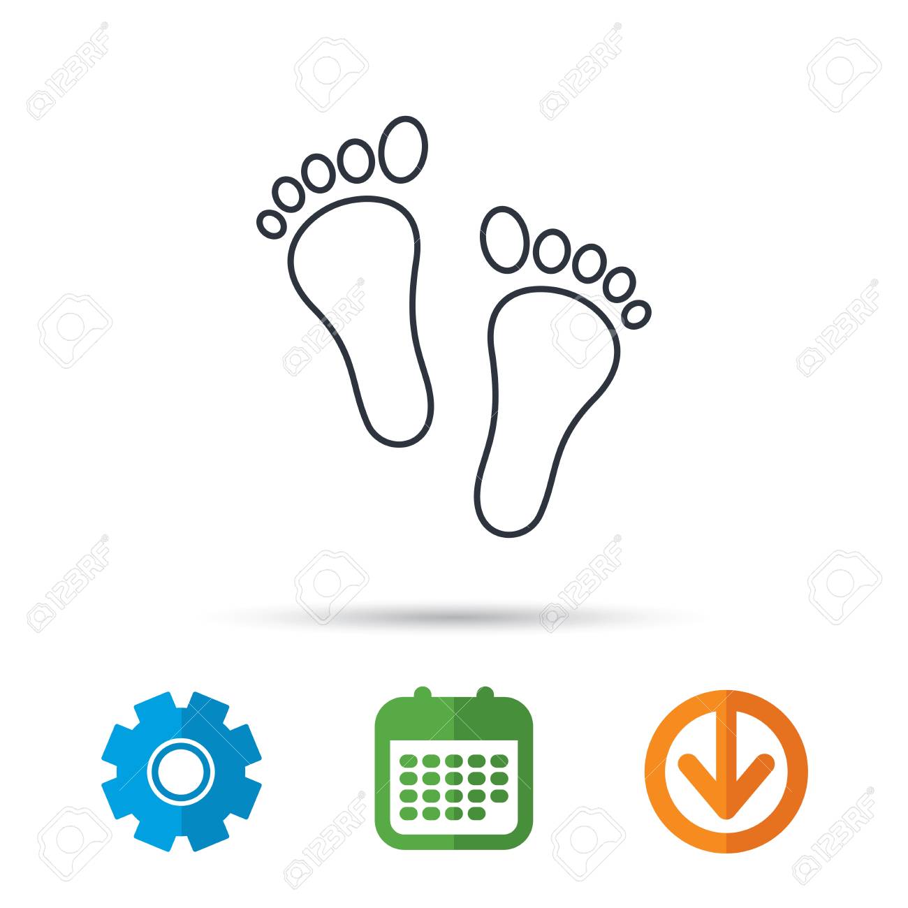 Icone De L Empreinte De Bebe Signe De Pieds Enfant Symbole Des Etapes Nouveau Ne Calendrier Roue Dentee Et Telecharger Des Signes De Fleche Icones De Web Plat Colore Vecteur Clip Art Libres De