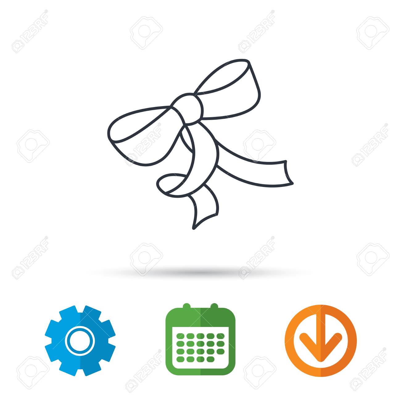 Geschenk Bogen Symbol Prasentieren Sie Dekoration Zeichen Farbband Zum Verpacken Des Symbols Kalender Zahnrad Und Download Pfeilzeichen Farbige Flache Web Symbole Vektor Lizenzfrei Nutzbare Vektorgrafiken Clip Arts Illustrationen Image