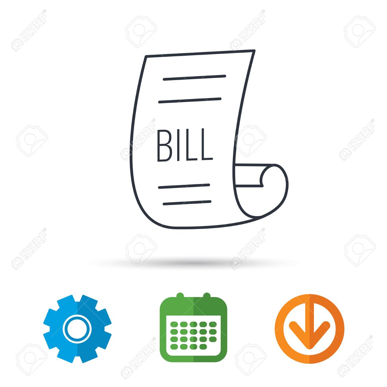 bill icon pay document sign business invoice or receipt symbol
