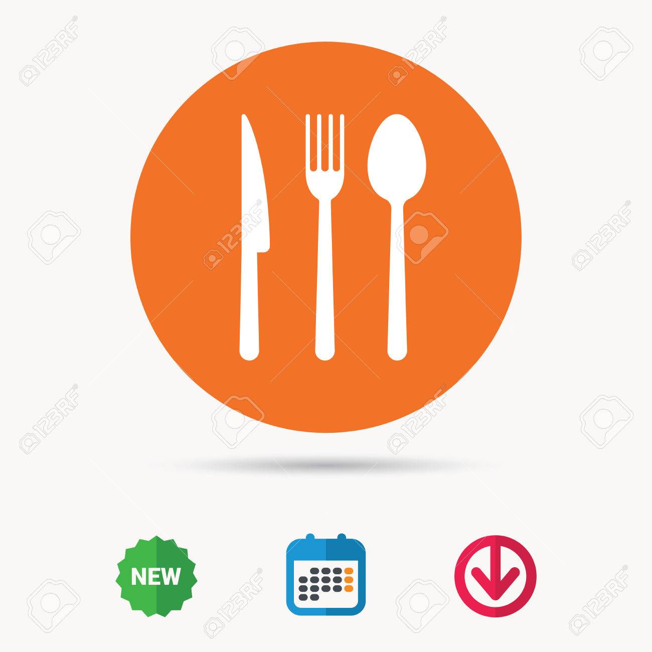 Fork Knife And Spoon Icons Cutlery Symbol Calendar Download Royalty Free Cliparts Vectors And Stock Illustration Image 75334995
