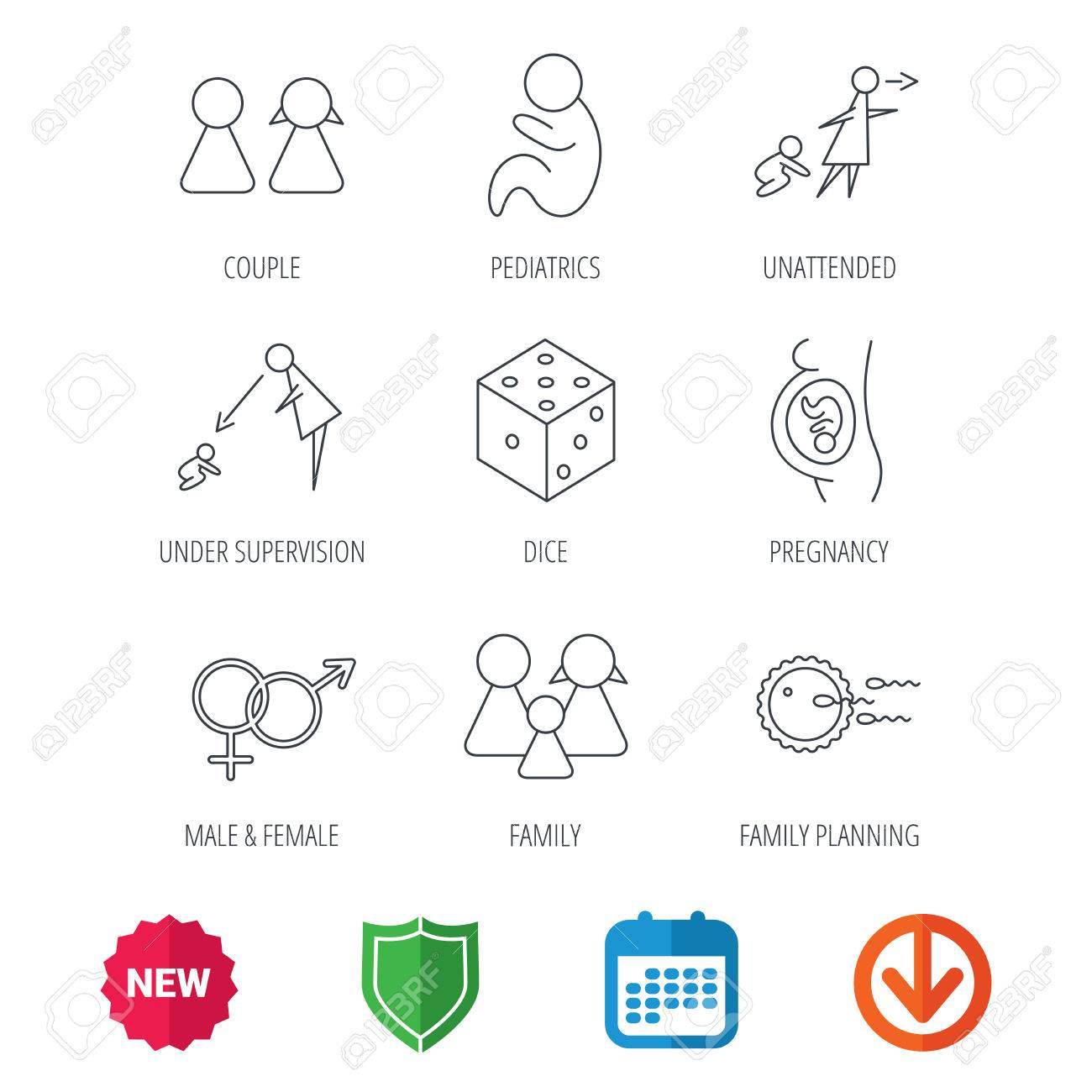 pregnancy pediatrics and family planning icons under supervision baby planning calendar