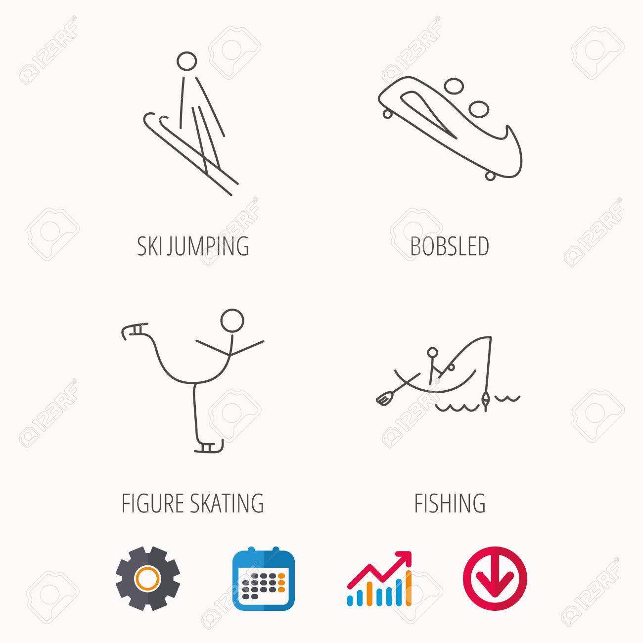 Fishing Figure Skating And Bobsled Icons Ski Jumping Linear regarding ski jumping calendar pertaining to Inspire