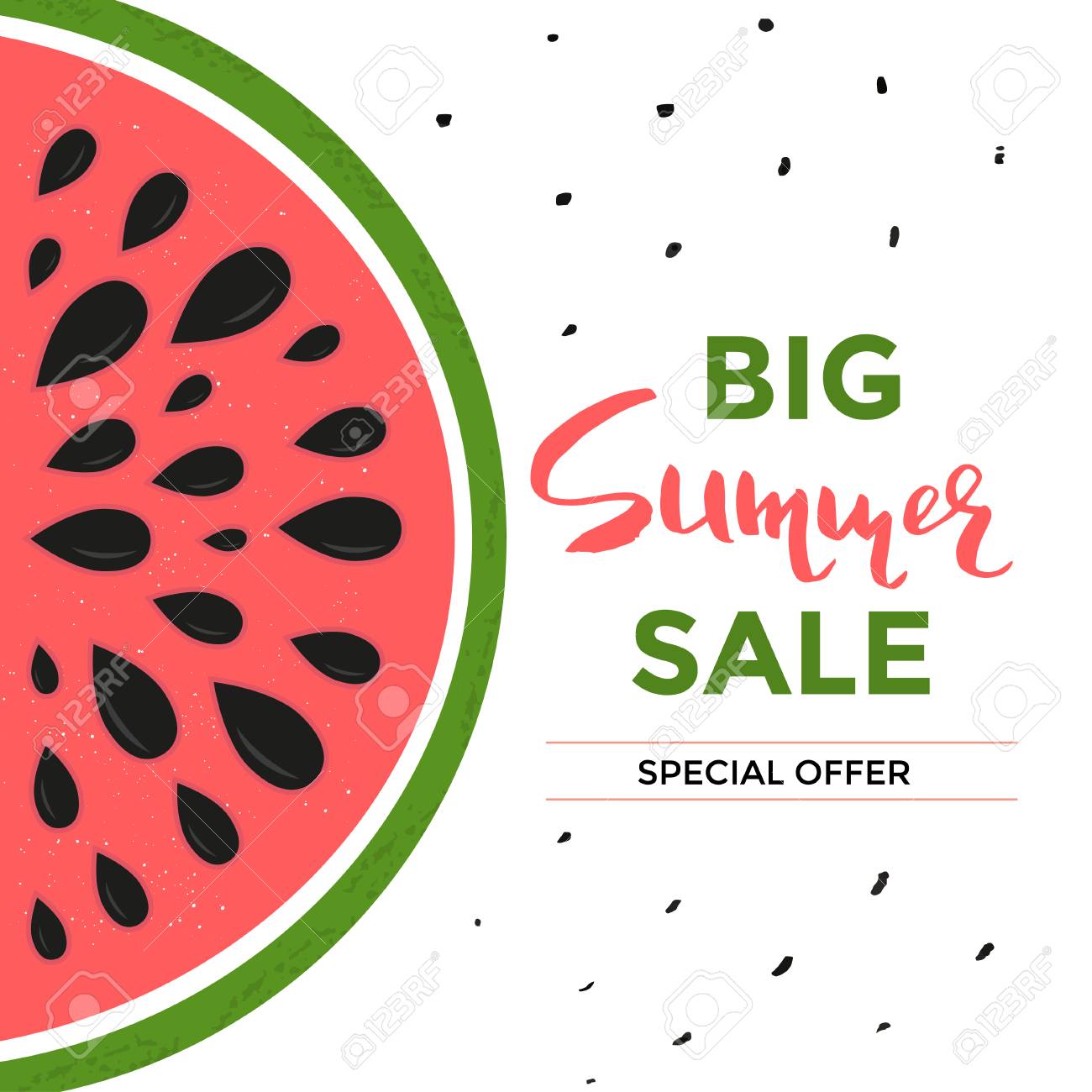 social media sale banner or summer special offer with watermelon