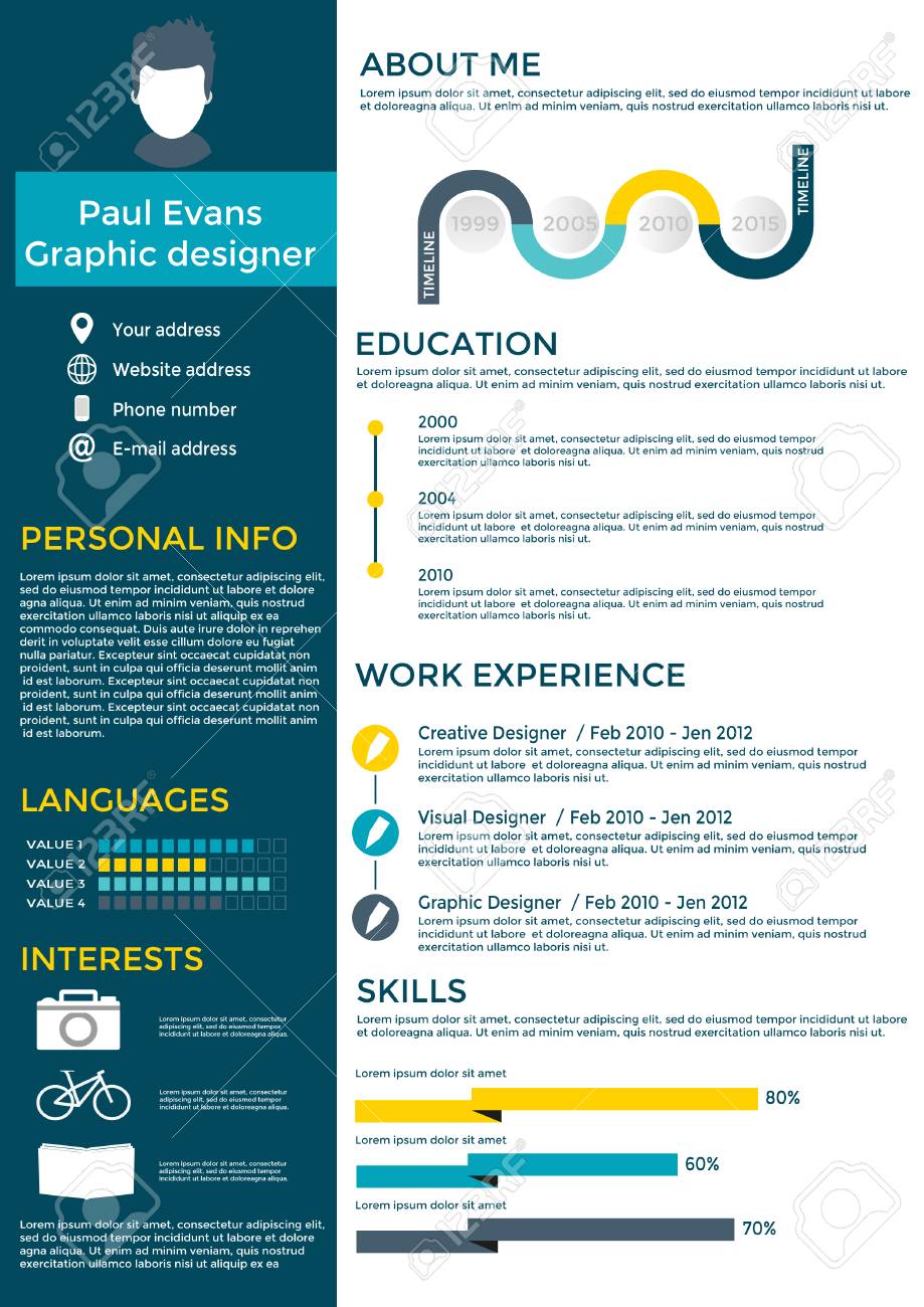 flat resume infographic design resume cv set with infographics flat resume design