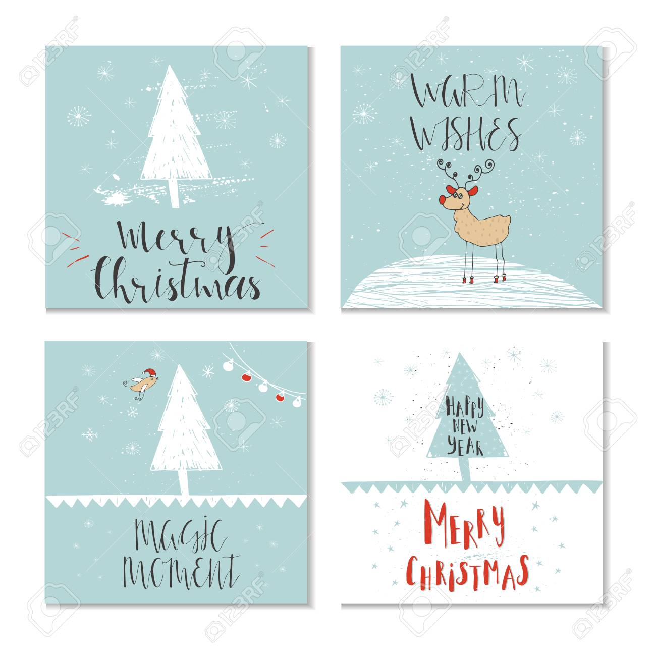 set of 4 cute christmas gift cards with quote merry christmas christmas gift cards