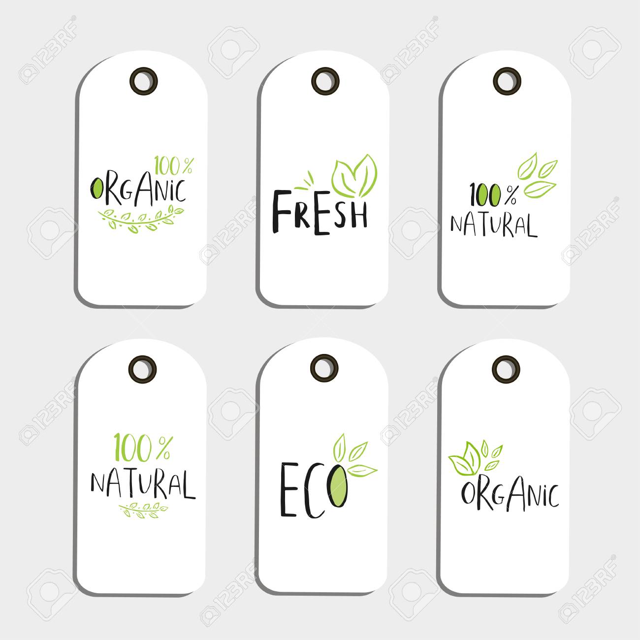 set of vector eco badge or tag bio green logo vegan sign for