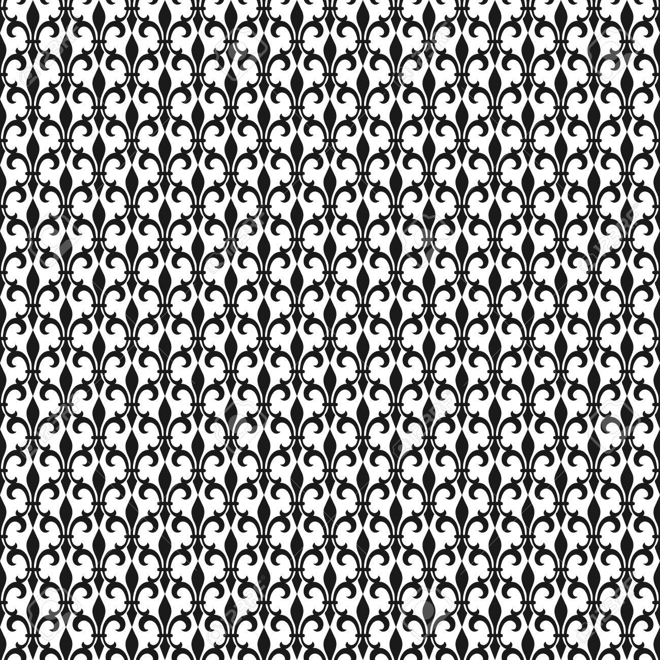 golden fleur de lis seamless pattern vector illustration black
